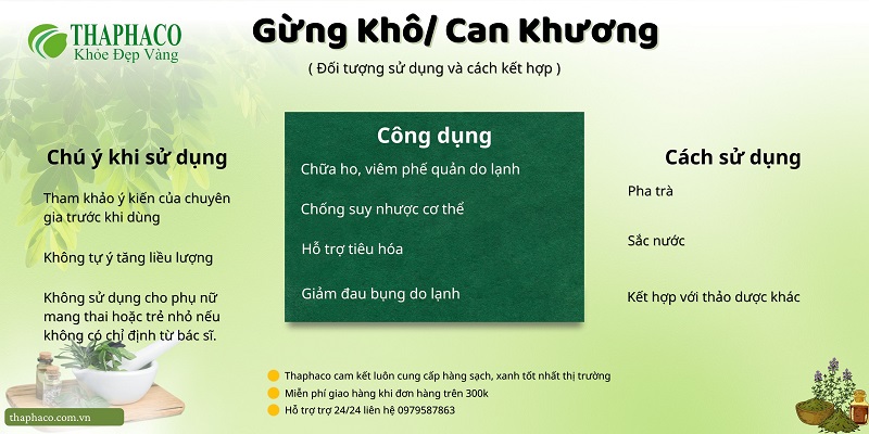 Dùng gừng khô/can khương cần lưu ý điều gì