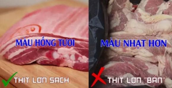 Cách nhận biết thịt heo sạch và thịt heo bẩn qua màu sắc