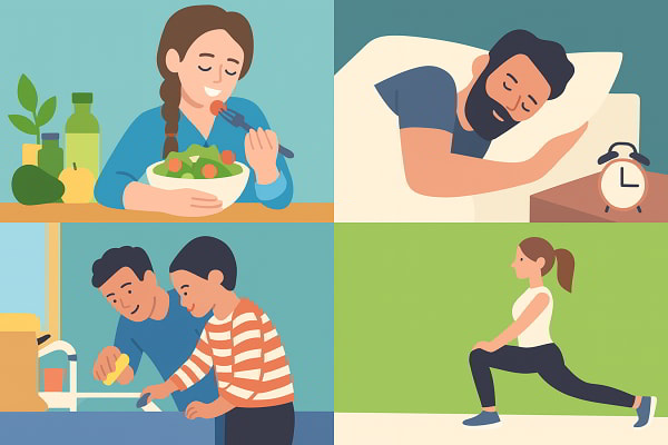 Kết hợp trà tiêu thực với chế độ sinh hoạt lành mạnh